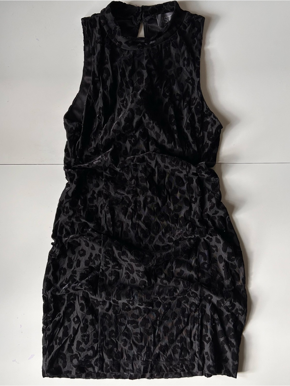 Astr Black Velvet Animal-Print Sleeveless Dress